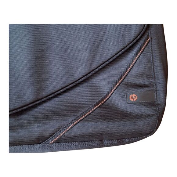 NWOT HP LAPTOP Messenger Bag Black with Orange Lining 18 x 12 x 4 Padded Rugged - Picture 4 of 13